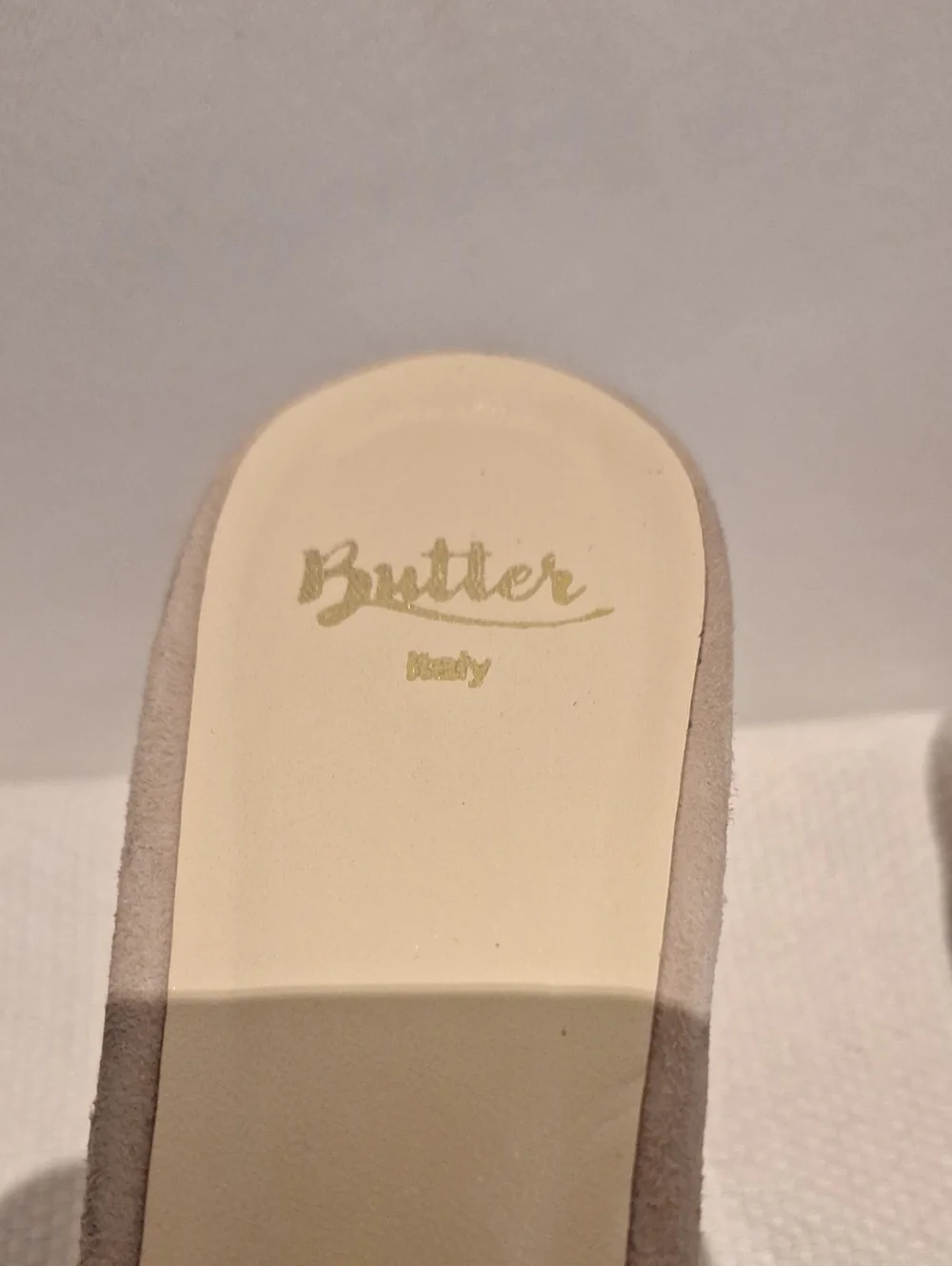 Butter Beige Suede Scallop Petal Platform Mules - Picture 2 of 8